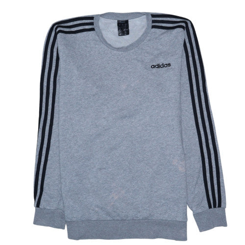 Adidas Men’s Grey Pullover Sweatshirt M Crew Neck Logo Sports