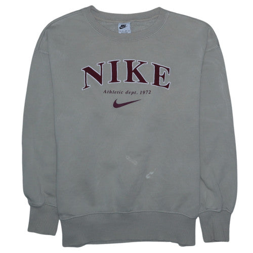Nike Women's Beige XS Crew Neck Pullover Sweatshirt with Logo Print