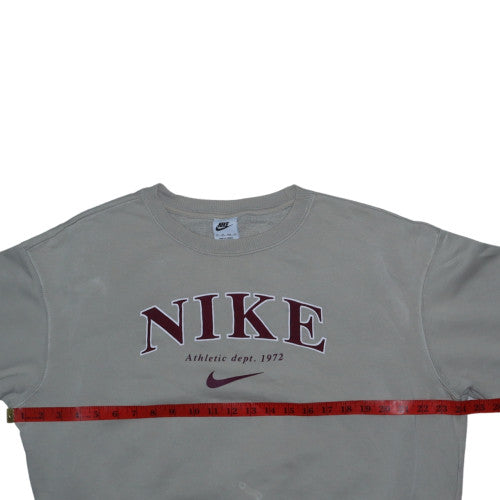Nike Women's Beige XS Crew Neck Pullover Sweatshirt with Logo Print
