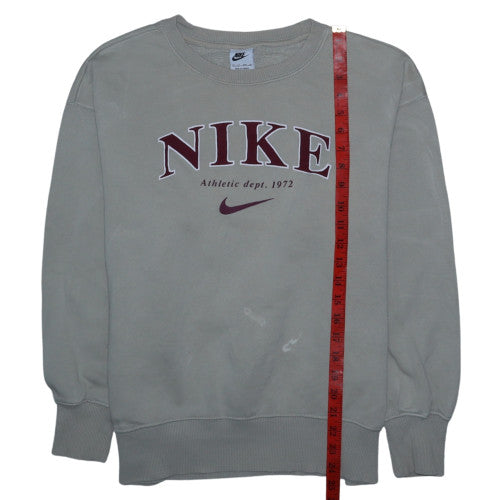 Nike Women's Beige XS Crew Neck Pullover Sweatshirt with Logo Print