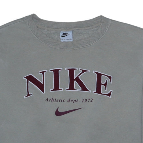 Nike Women's Beige XS Crew Neck Pullover Sweatshirt with Logo Print