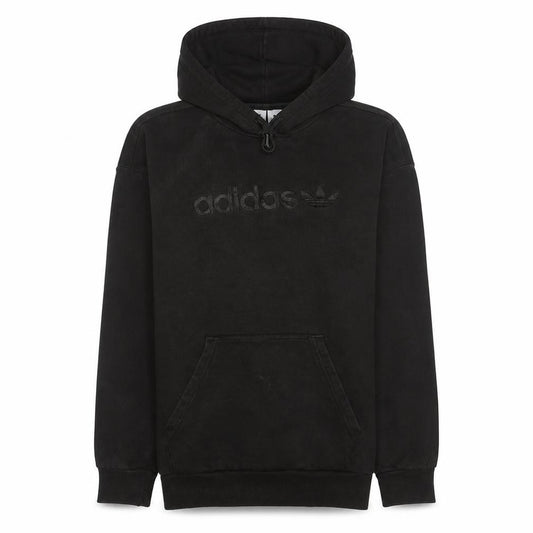 Front view of Adidas women’s black, size UK 8, pullover hoodie with logo