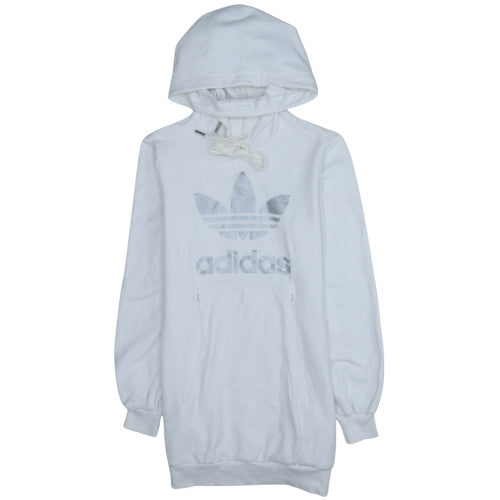 Adidas Women White Pullover Hoodie Dress Size 12 Cotton Blend