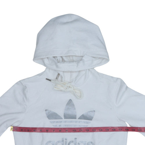 Adidas Women White Pullover Hoodie Dress Size 12 Cotton Blend
