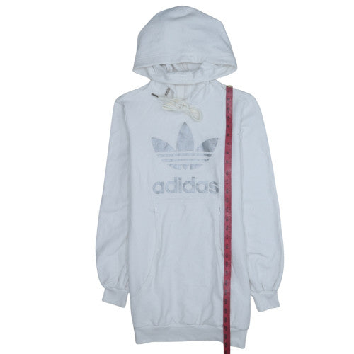 Adidas Women White Pullover Hoodie Dress Size 12 Cotton Blend
