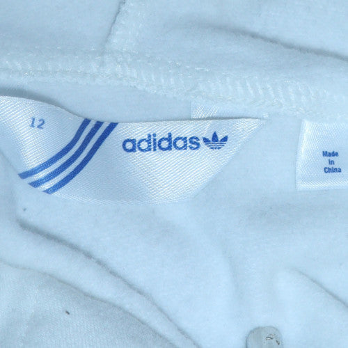 Adidas Women White Pullover Hoodie Dress Size 12 Cotton Blend