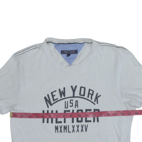 Tommy Hilfiger Men's White New York USA Graphic T-Shirt Size S