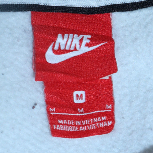 Nike Womens White Hoodie Medium Gold Logo Pullover Sweatshirt