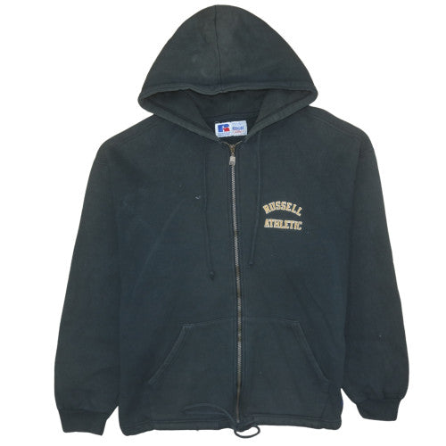 Russell Athletic Women's Black Full Zip Hoodie L Fleece Cotton