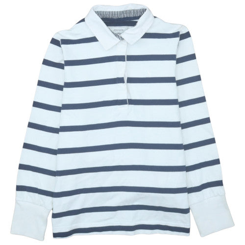 Joules Women Blue Striped Long Sleeve Collared Polo UK12