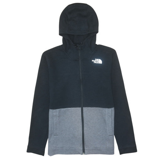 The North Face Boys Black Grey Full Zip Hoodie Size L Fleece Lined
