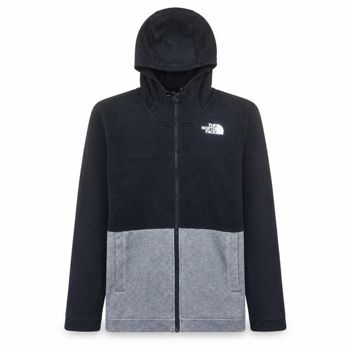 The North Face Boys Black Grey Full Zip Hoodie Size L Fleece Lined