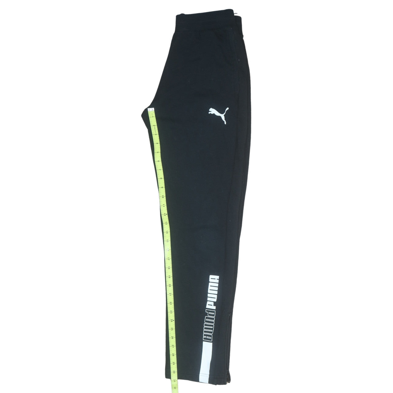 Puma Men Black Regular Fit Sweatpants Size M Sports Logo Trousers