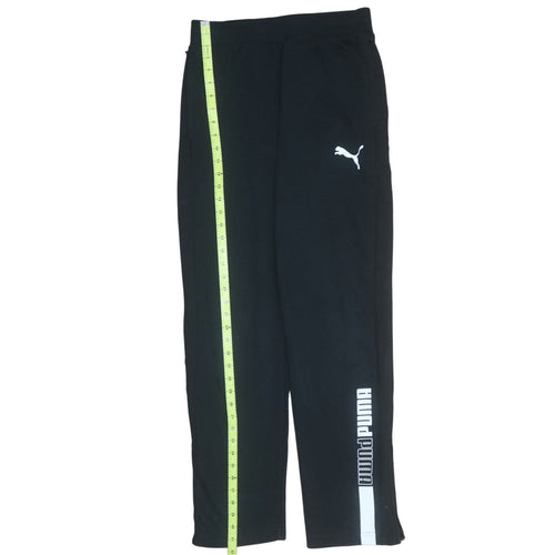 Puma Men Black Regular Fit Sweatpants Size M Sports Logo Trousers
