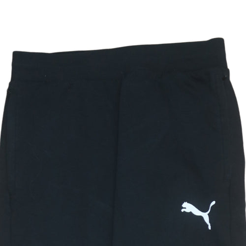 Puma Men Black Regular Fit Sweatpants Size M Sports Logo Trousers