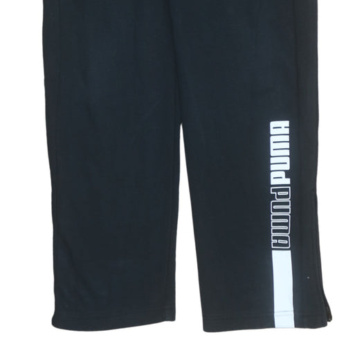 Puma Men Black Regular Fit Sweatpants Size M Sports Logo Trousers