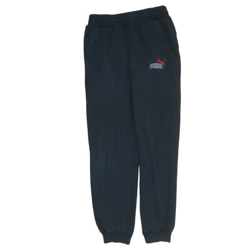 Puma Boys Black Jogger Trousers 13-14 Years Fleece Elastic Waist Casual