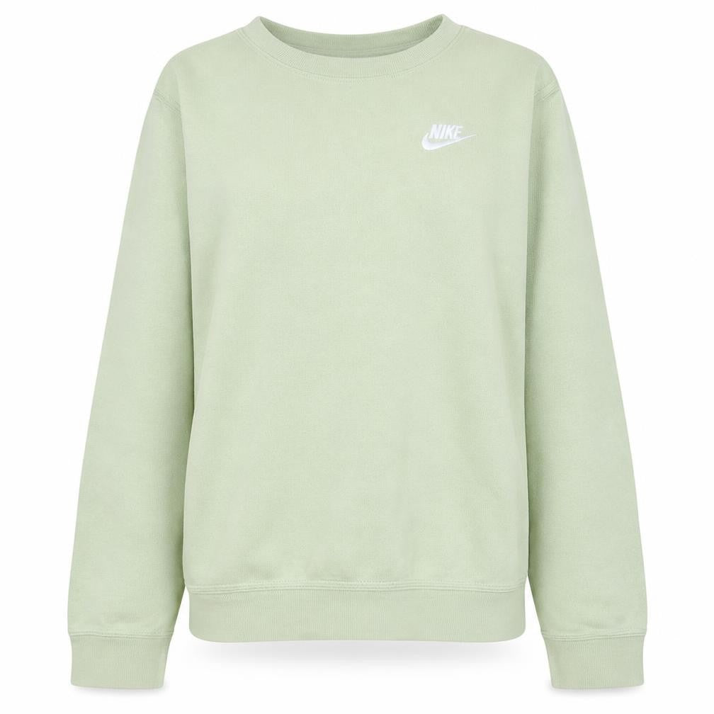 Front view of Nike girls’ green crew neck pullover sweatshirt, size L, 147-158 cm