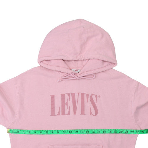 Levi's Womens Pink Pullover Hoodie Medium Cotton Logo Sweatshirt