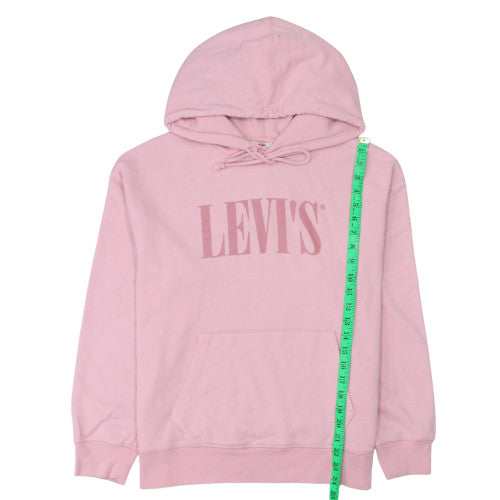 Levi's Womens Pink Pullover Hoodie Medium Cotton Logo Sweatshirt