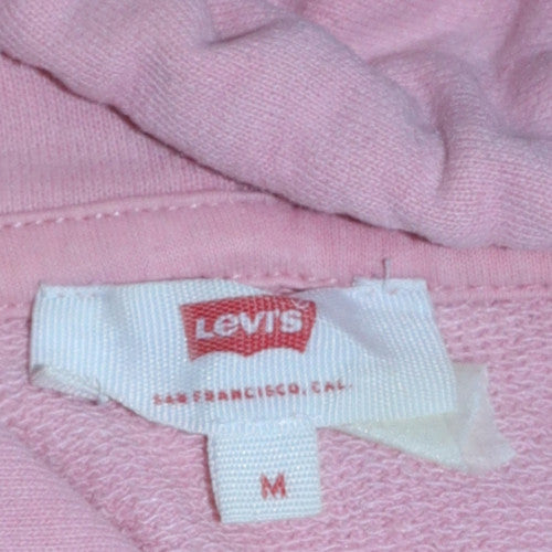 Levi's Womens Pink Pullover Hoodie Medium Cotton Logo Sweatshirt