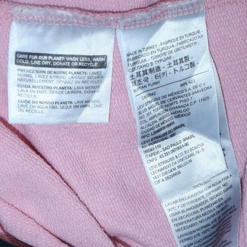 Levi's Womens Pink Pullover Hoodie Medium Cotton Logo Sweatshirt