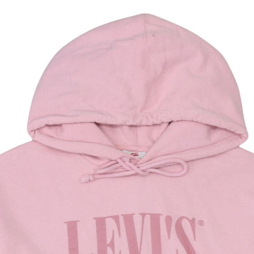 Levi's Womens Pink Pullover Hoodie Medium Cotton Logo Sweatshirt