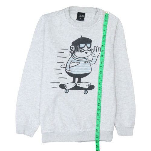 Kanabeach Women's Grey Pullover Sweatshirt Small Cartoon Graphic