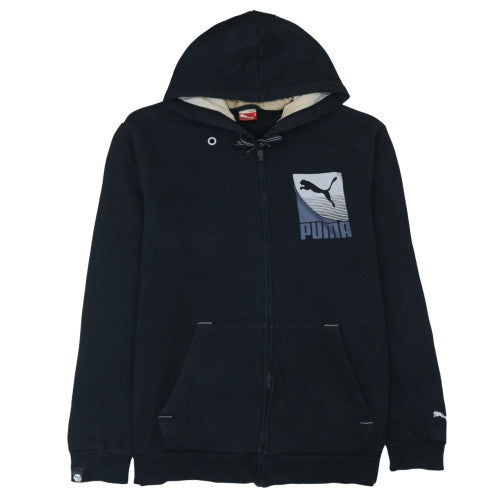 Puma Men's Black 2XL Full Zip Hoodie with Logo Design