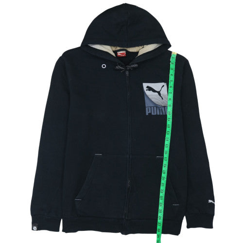 Puma Men's Black 2XL Full Zip Hoodie with Logo Design
