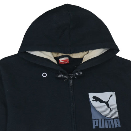Puma Men's Black 2XL Full Zip Hoodie with Logo Design