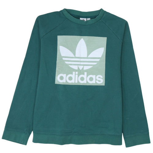 Adidas Womens Green XL Sweatshirt Crew Neck Long Sleeve Logo Print