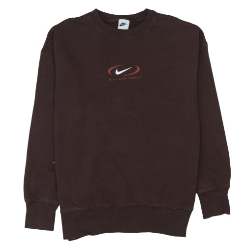 Nike Women Brown Small Pullover Sweatshirt Crew Neck Sportswear