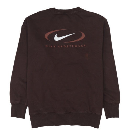 Nike Women Brown Small Pullover Sweatshirt Crew Neck Sportswear