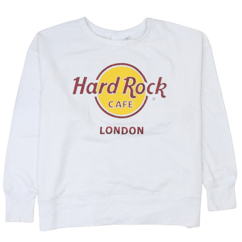 Hard Rock Cafe Women's White XL Pullover Sweatshirt London Logo