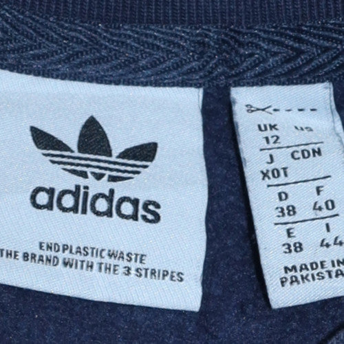 Adidas Womens Navy Blue Crew Neck Pullover Sweatshirt UK 12