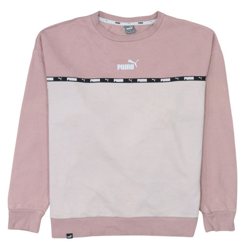 Puma Women’s Pink Crew Neck Sweatshirt Size M Cotton Logo Pullover