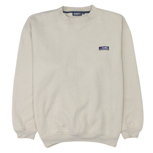Lotto Men's Beige XL Pullover Sweatshirt Crew Neck Vintage Sportswear