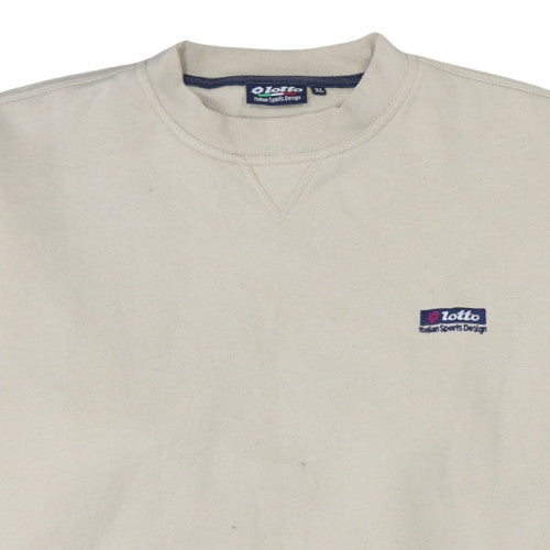 Lotto Men's Beige XL Pullover Sweatshirt Crew Neck Vintage Sportswear