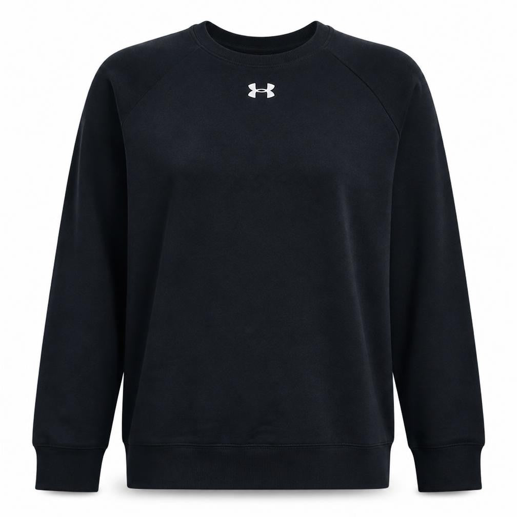 Front view of Under Armour women’s black xl pullover sweatshirt crew neck sportswear