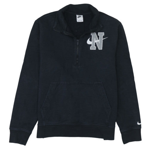Nike Women's Black Cotton 1/2 Zip Sweatshirt M Embroidered Logo
