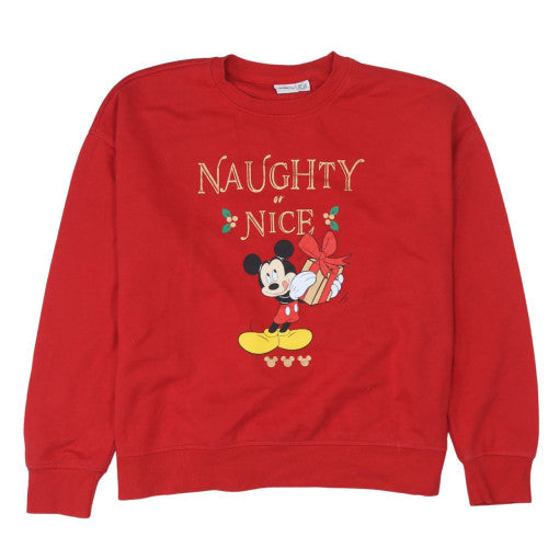 Disney Primark Women's Red Christmas Mickey Mouse Sweatshirt Size M 12/14