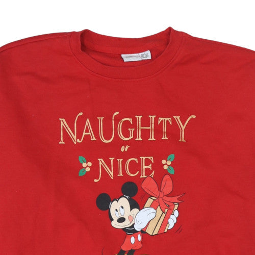 Disney Primark Women's Red Christmas Mickey Mouse Sweatshirt Size M 12/14