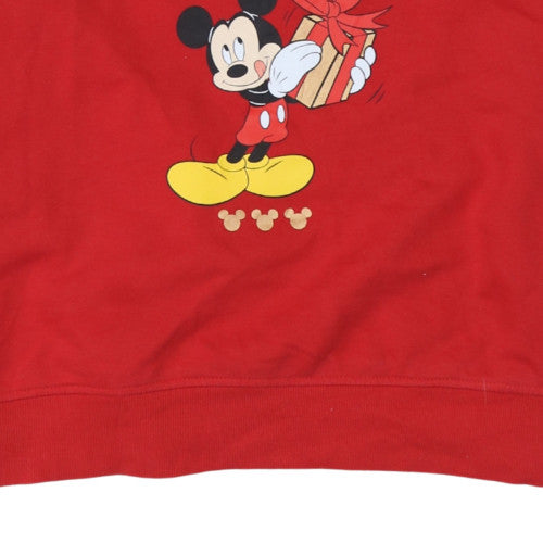 Disney Primark Women's Red Christmas Mickey Mouse Sweatshirt Size M 12/14