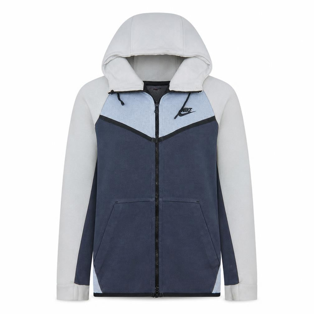 Nike Men's Grey Blue Full Zip Hoodie XS - Cotton Blend Sportswear