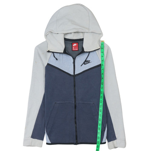 Nike Men's Grey Blue Full Zip Hoodie XS - Cotton Blend Sportswear