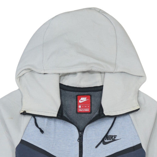 Nike Men's Grey Blue Full Zip Hoodie XS - Cotton Blend Sportswear