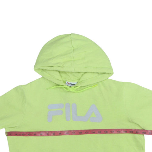 Fila Womens Lime Green Pullover Hoodie S 10 Cotton Blend Logo Casual