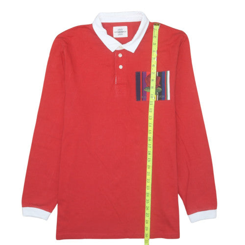 Kingsman Mens Red Long Sleeve Cotton Rugby Shirt XL Casual Top