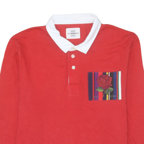 Kingsman Mens Red Long Sleeve Cotton Rugby Shirt XL Casual Top